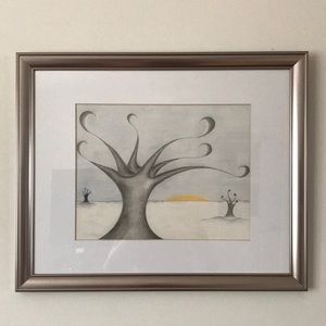 Wall Art Scene Tree Abstract Cloud Colored Pencil